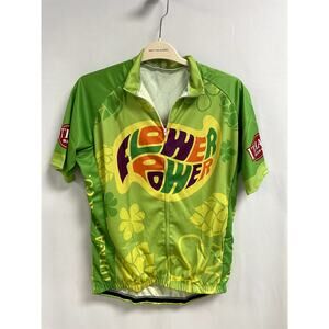VOMAX Men's Cycling Jersey Top Flower Power Biking Short Sleeve Floral Green XL